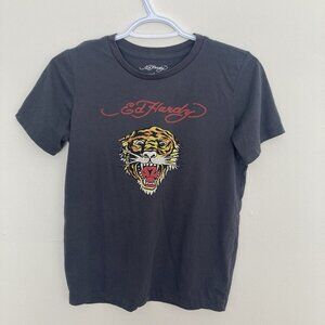 Ed Hardy Women’s Graphic Tshirt Gray Size L